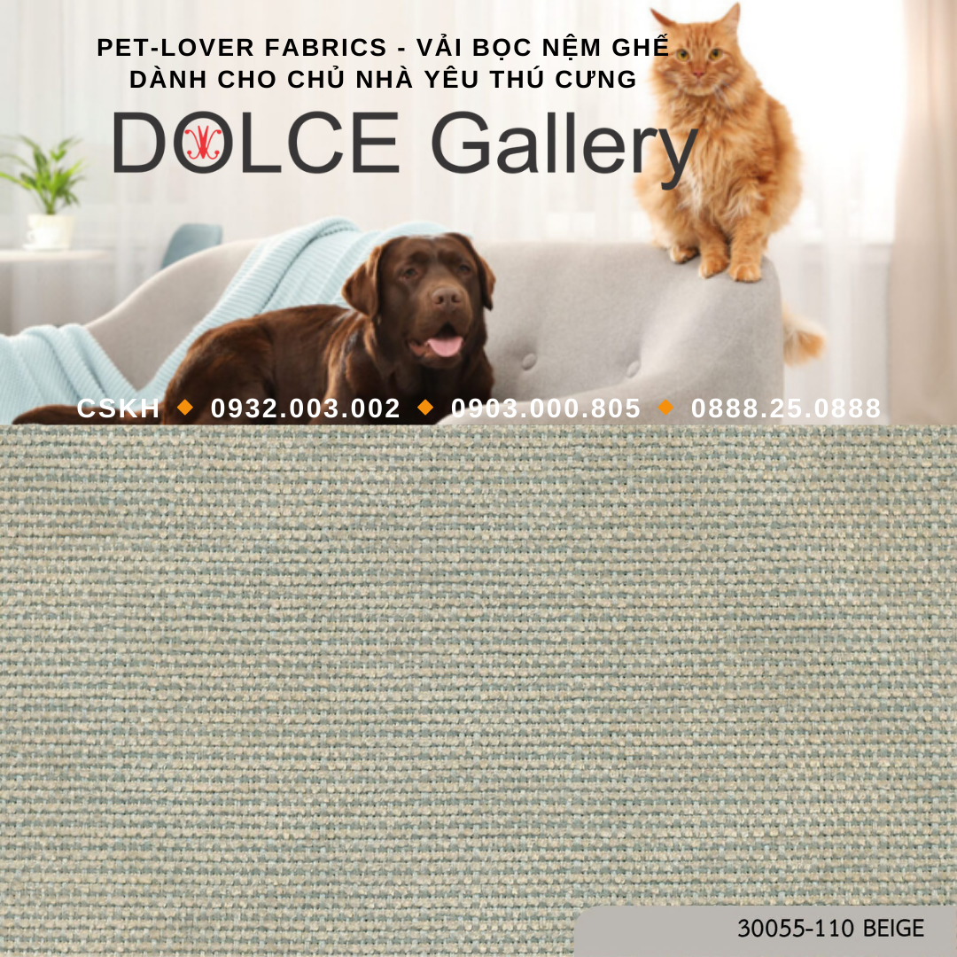 Pet-Lover Fabrics BEIGE vải bọc nệm ghế cho nhà có thú cưng