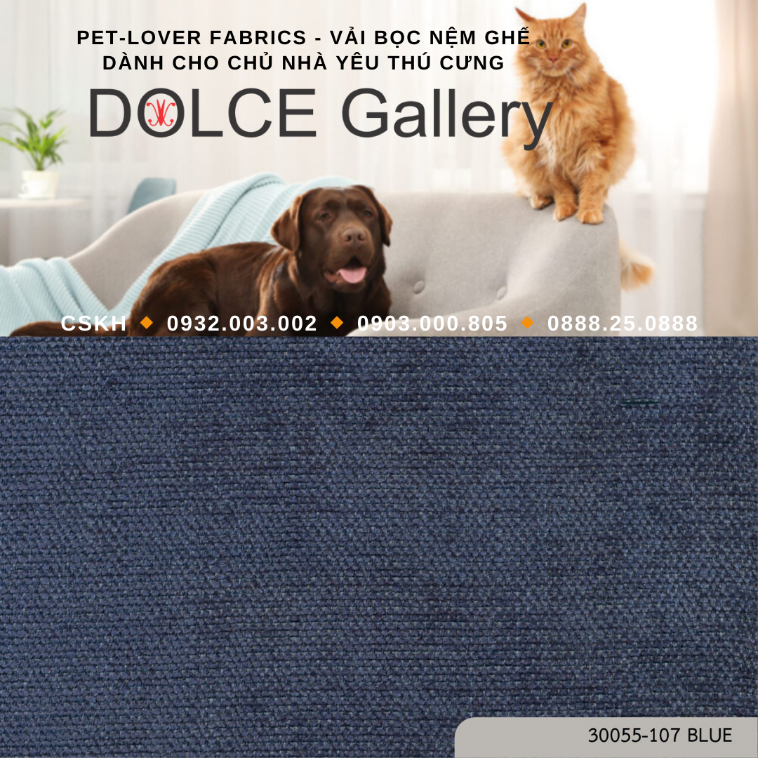 Pet-Lover Fabrics BLUE vải bọc nệm ghế cho nhà có thú cưng