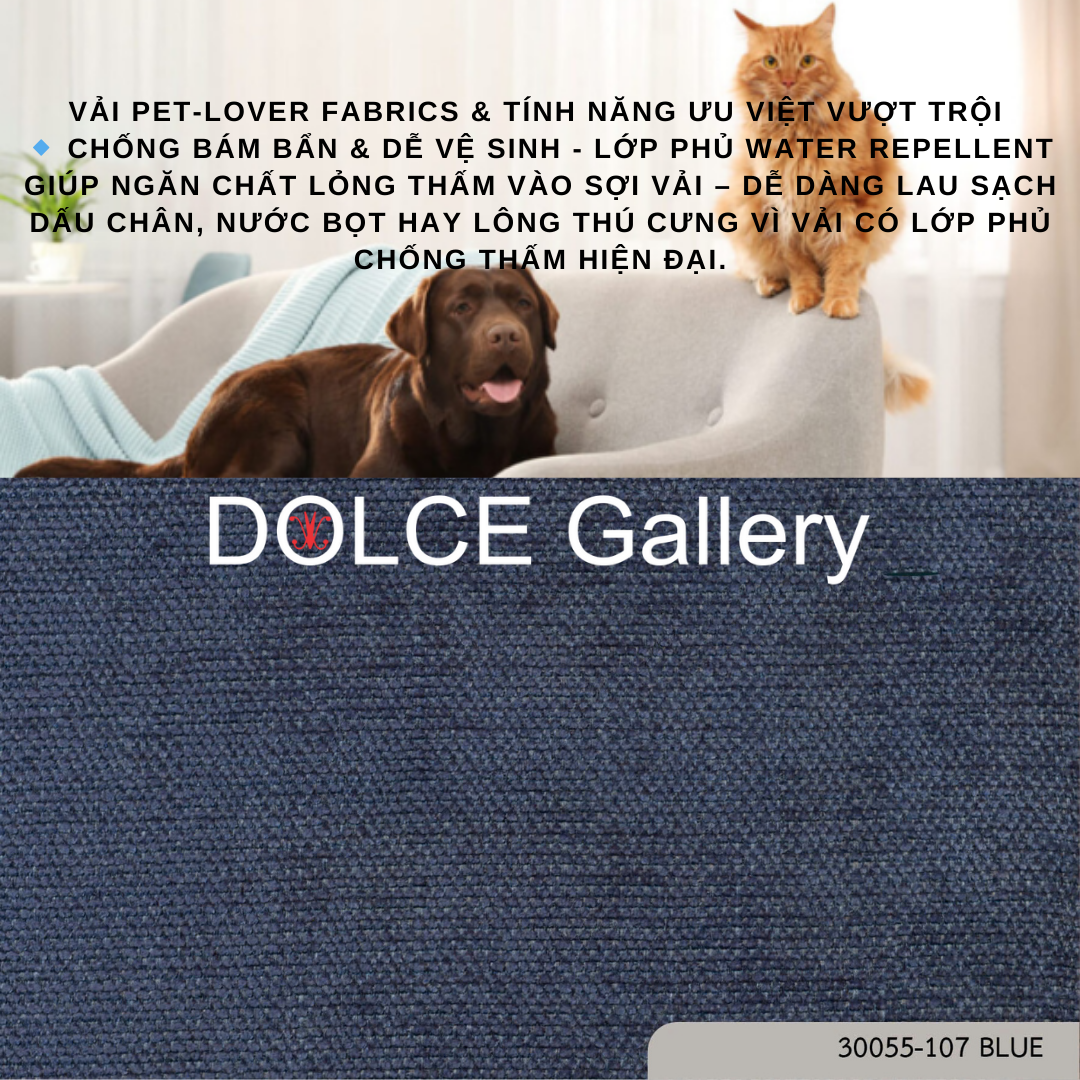Pet-Lover Fabrics BLUE vải bọc nệm ghế cho nhà có thú cưng