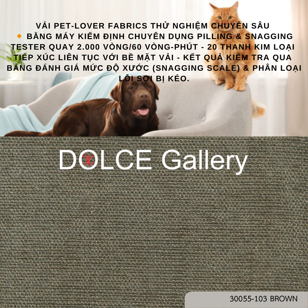Pet-Lover Fabrics BROWN vải bọc nệm ghế cho nhà có thú cưng