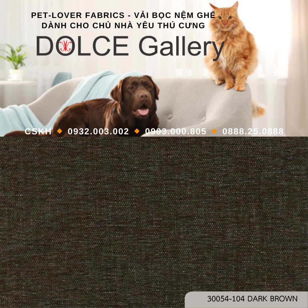 Pet-Lover Fabrics BROWN vải bọc nệm ghế cho nhà có thú cưng