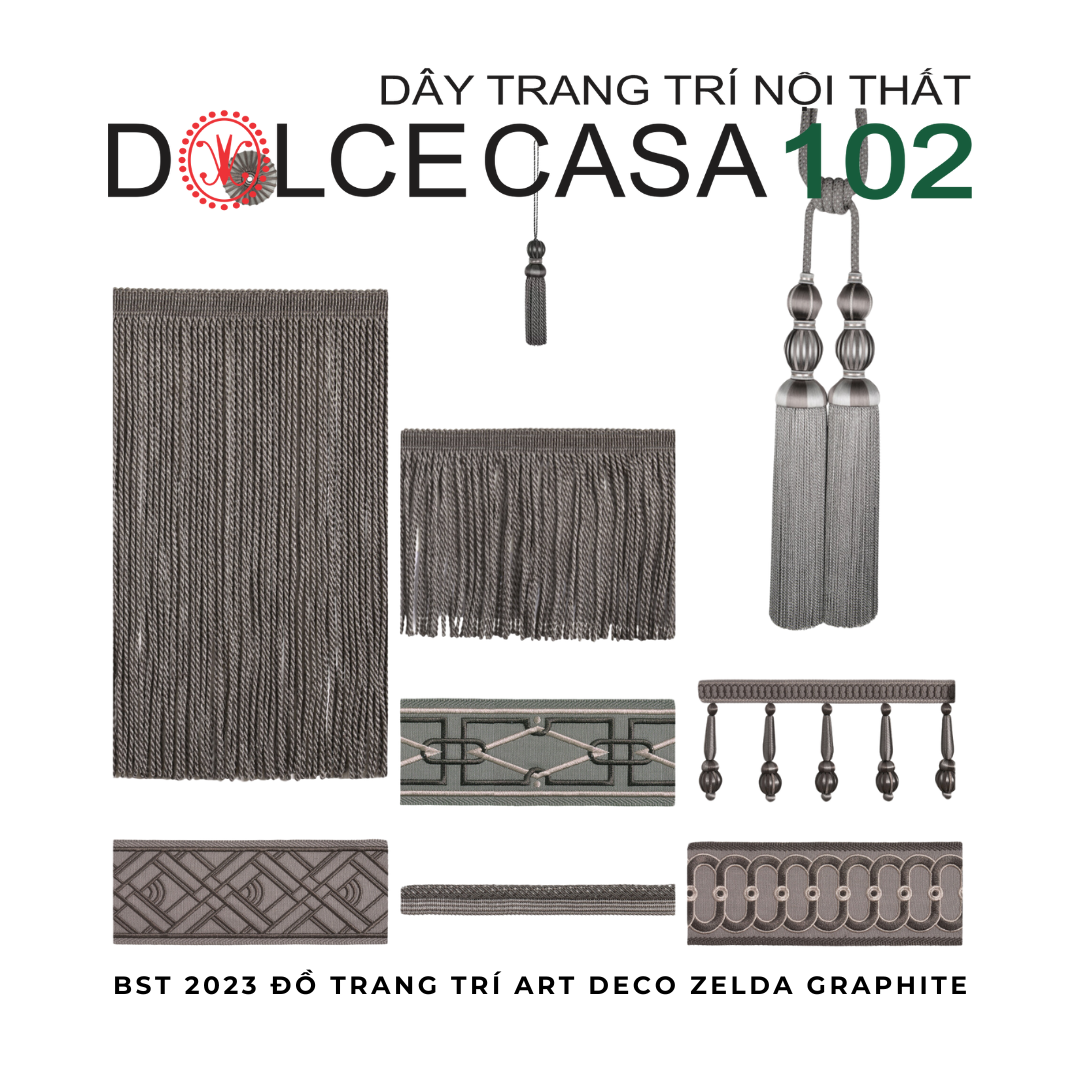 Art Deco 2023 ZELDA đồ trang trí Graphite có sẵn tại kho nhà SX