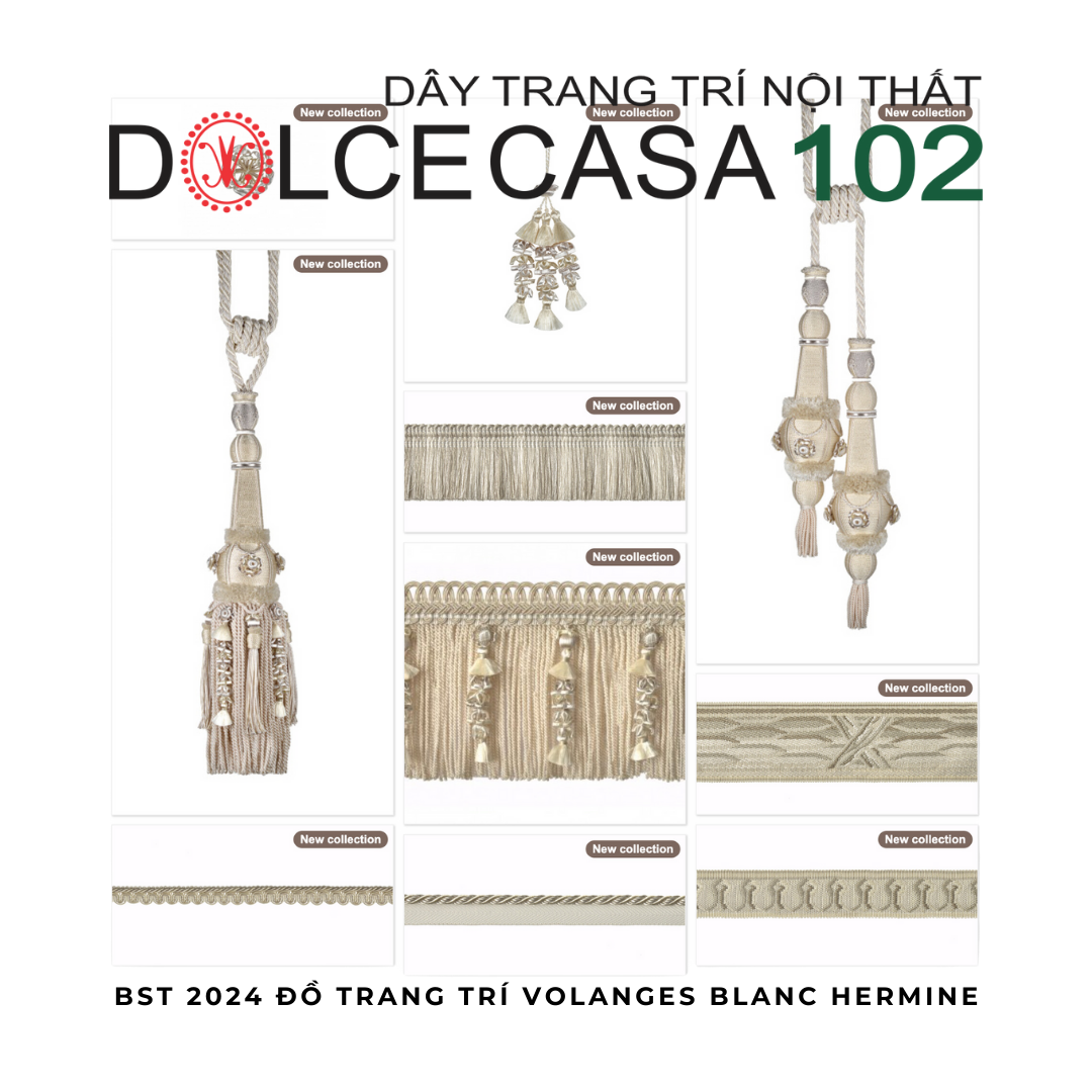 VOLANGES 2024 đồ trang trí Blanc Hermine 9010 có sẵn tại kho nhà SX