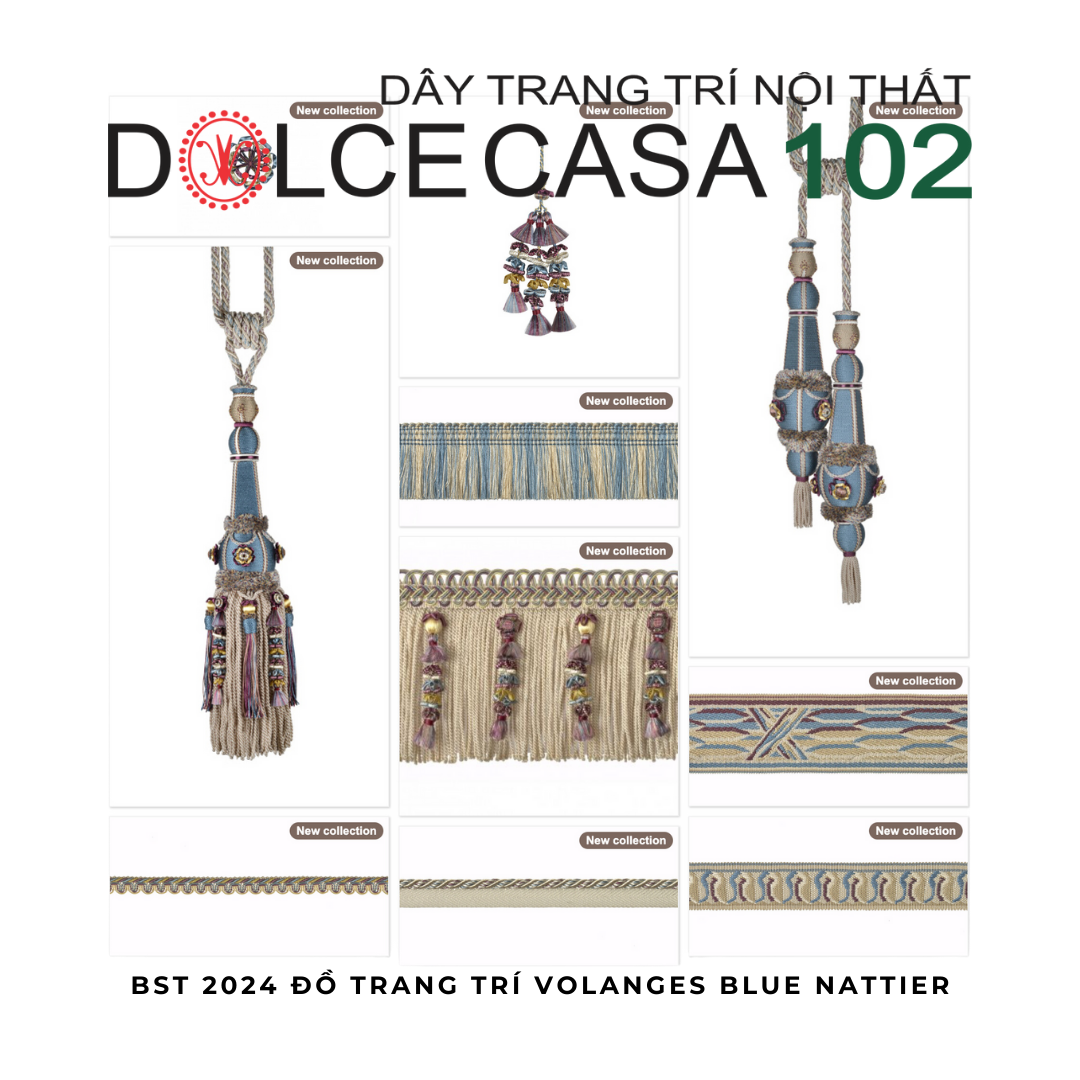 VOLANGES 2024 đồ trang trí Bleu Nattier 9620 có sẵn tại kho nhà SX