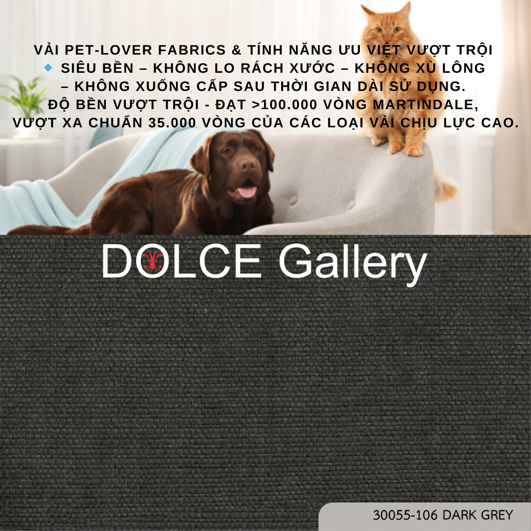 Pet-Lover Fabrics GREY vải bọc nệm ghế cho nhà có thú cưng