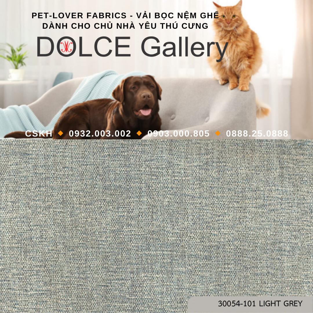 Pet-Lover Fabrics GREY vải bọc nệm ghế cho nhà có thú cưng