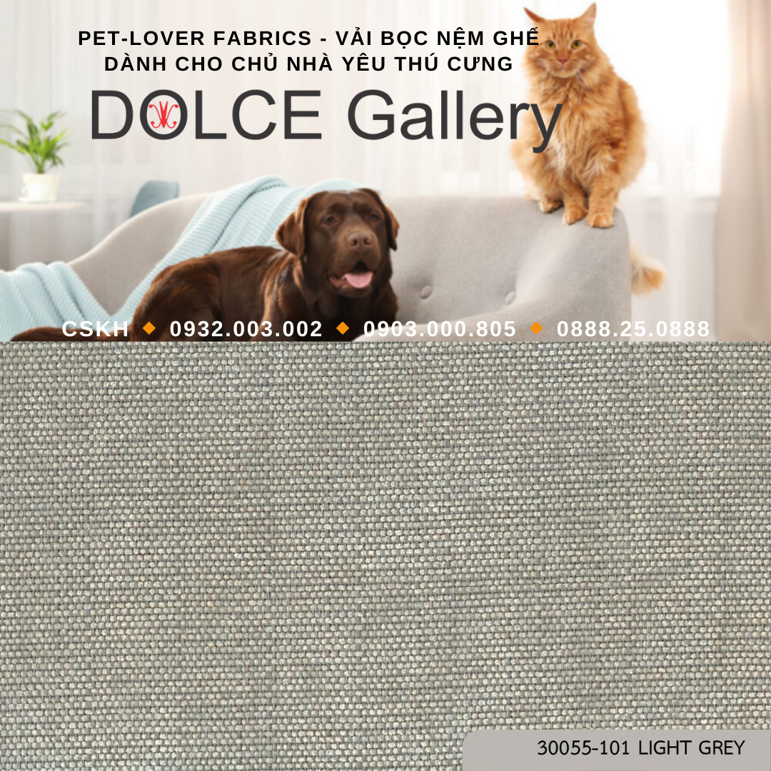 Pet-Lover Fabrics GREY vải bọc nệm ghế cho nhà có thú cưng