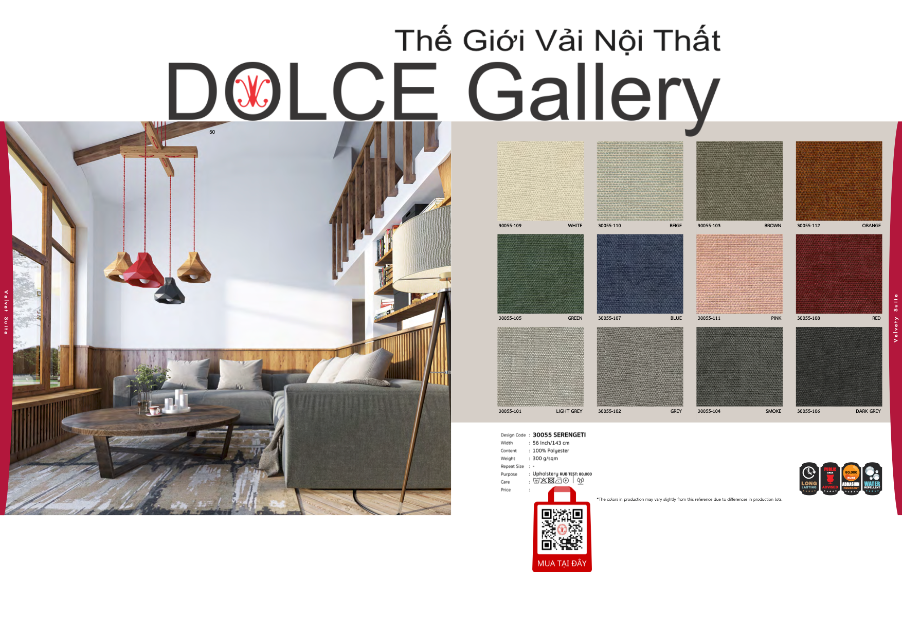 Vải Nhung Tuyết Bọc Nệm Ghế 2024 Hints of Nature - VELVET SUITE