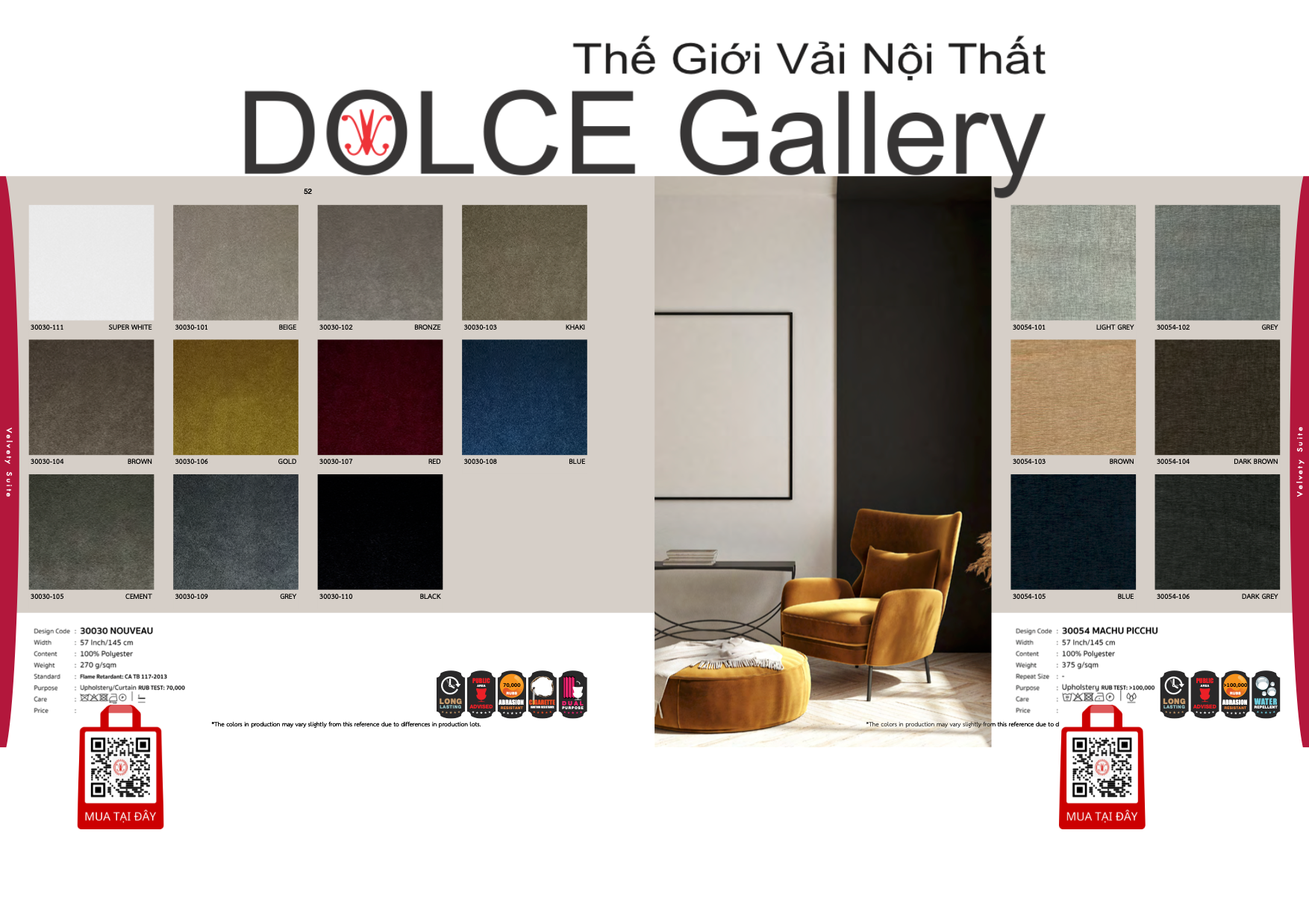 Vải Nhung Tuyết Bọc Nệm Ghế 2024 Hints of Nature - VELVET SUITE
