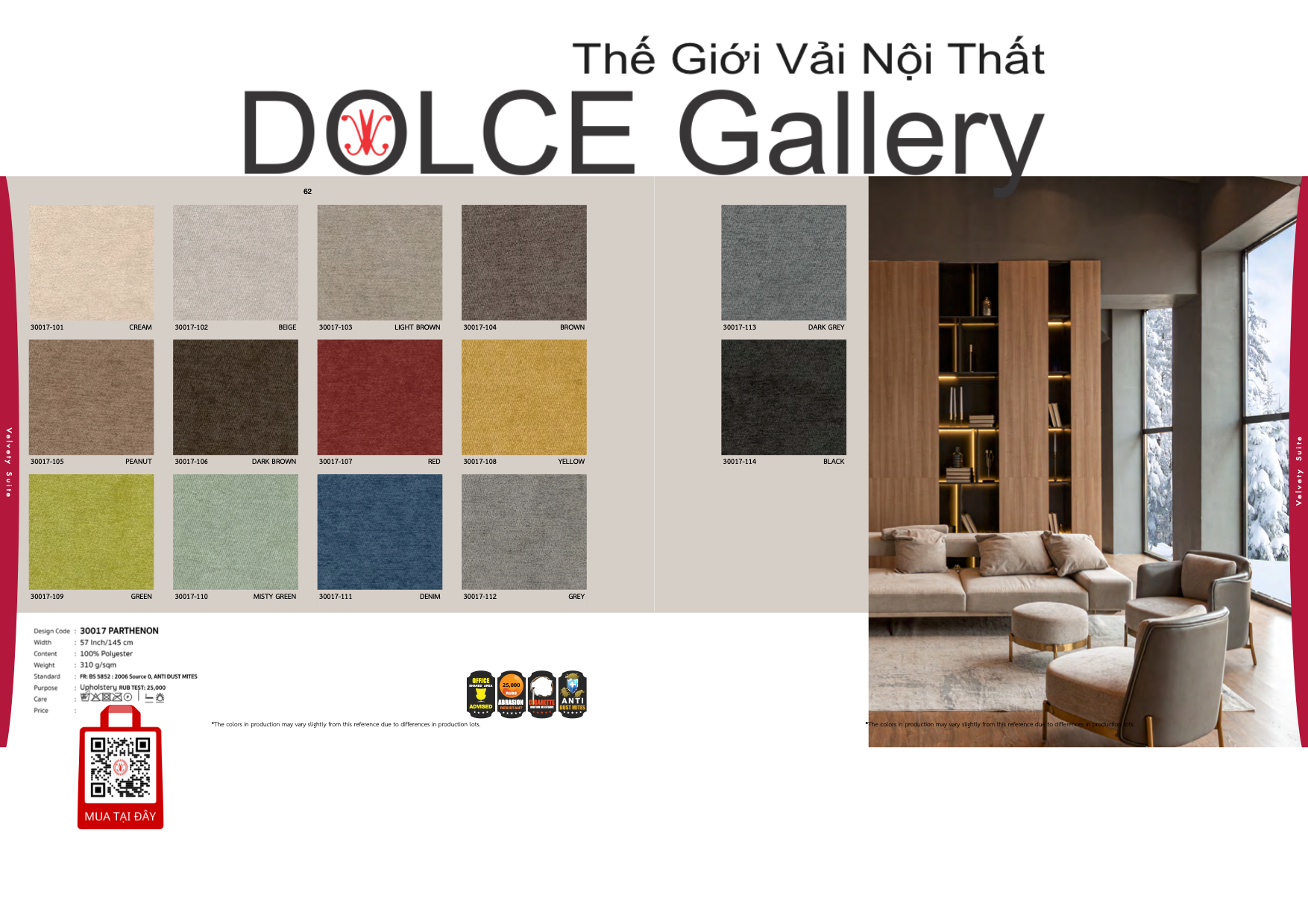 Vải Nhung Tuyết Bọc Nệm Ghế 2024 Hints of Nature - VELVET SUITE