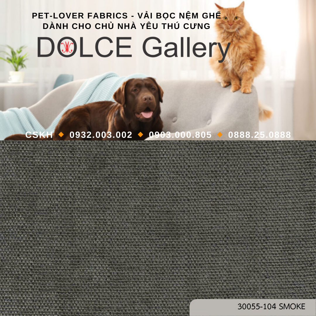Pet-Lover Fabrics SMOKE vải bọc nệm ghế cho nhà có thú cưng