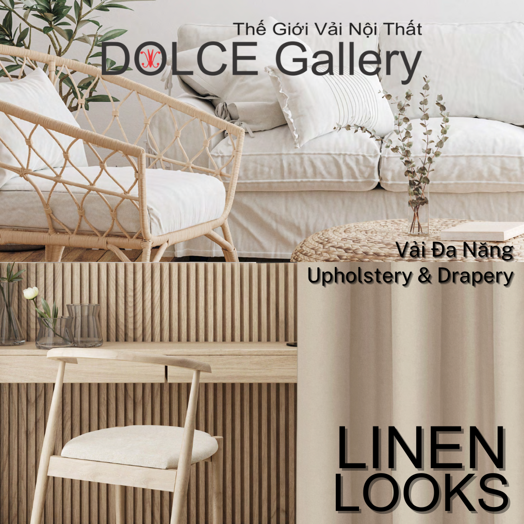 Vải đa chức năng may màn bọc nệm 2024 LINEN LOOKS