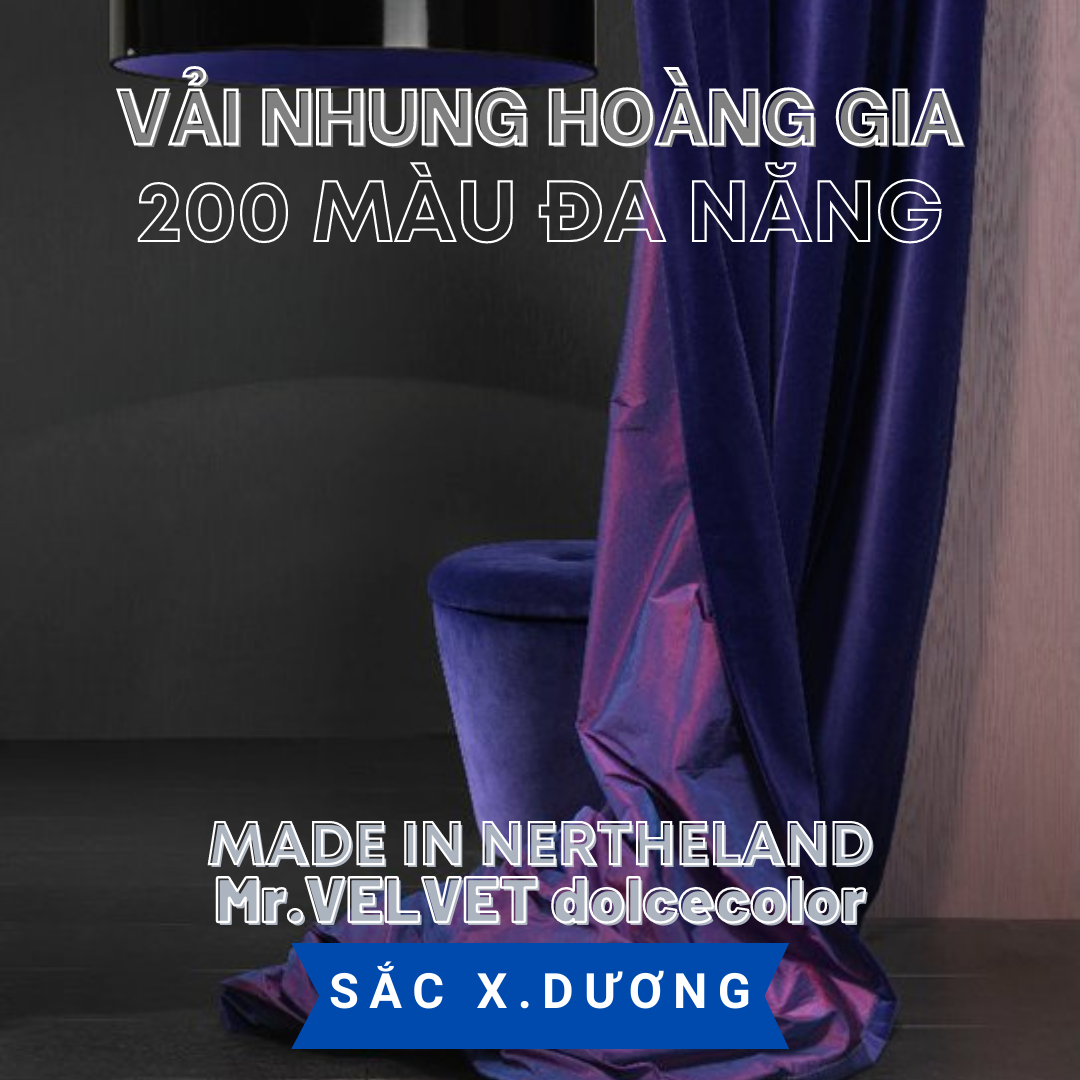 VẢI NHUNG HOÀNG GIA 200 MÀU ĐA NĂNG 616037 SẮC XANH DƯƠNG