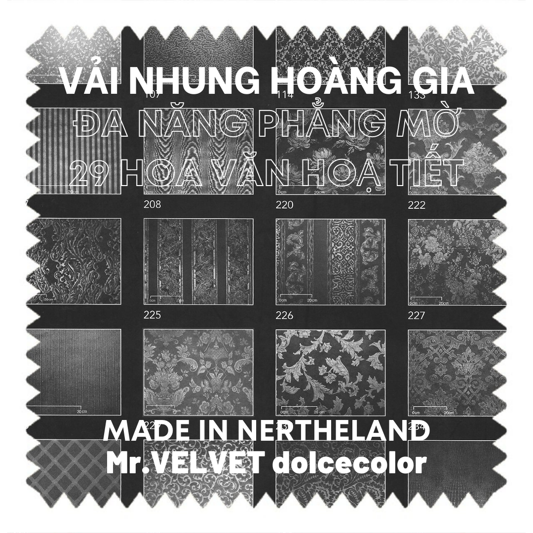 VẢI NHUNG HOÀNG GIA ĐA NĂNG MỜ TRƠN 613421 CÓ 29 HOA VĂN HOẠ TIẾT