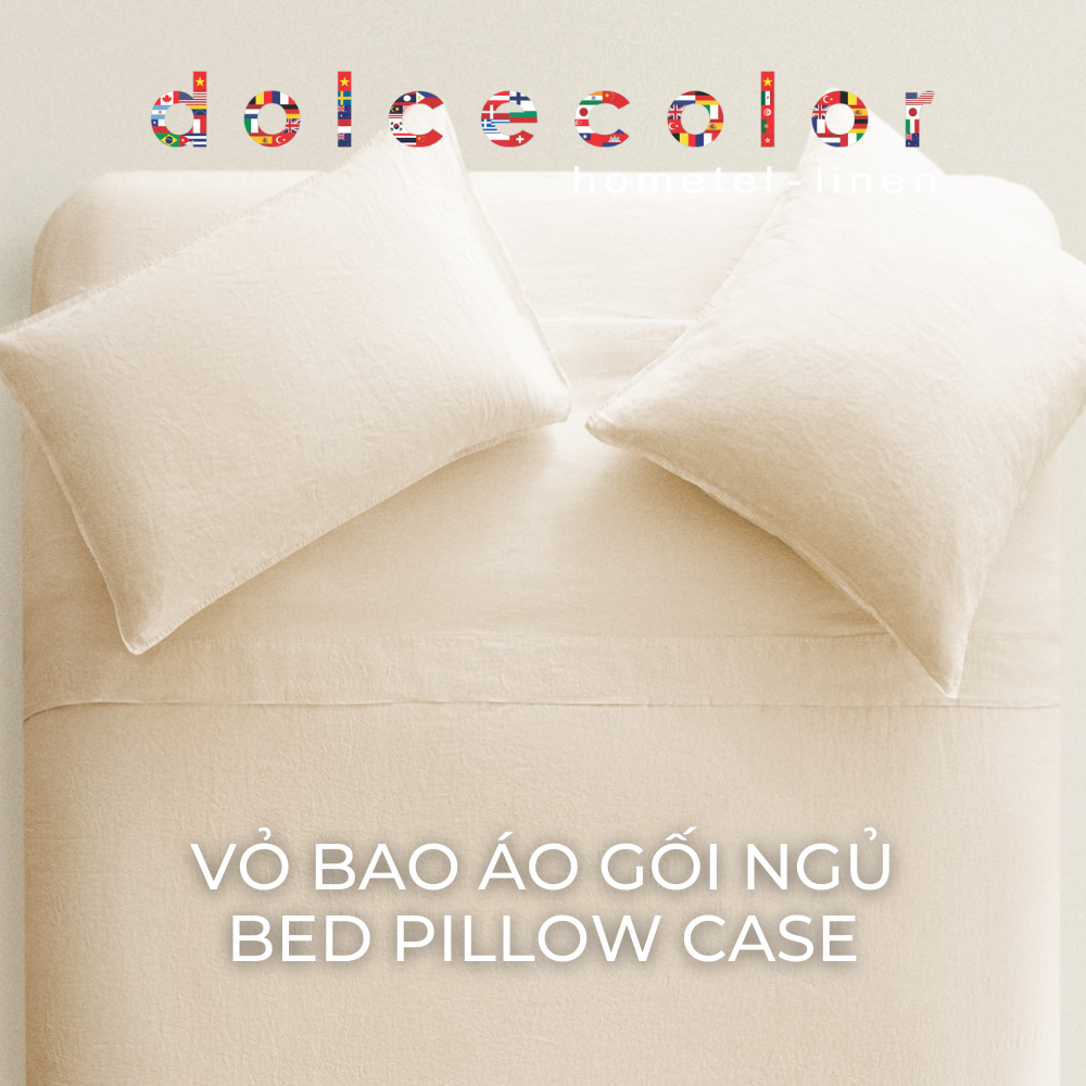 VỎ BAO ÁO GỐI NGỦ VẢI LANH PHÁP DOLCE CASA MÀU CERISE CÓ KÍCH THƯỚC