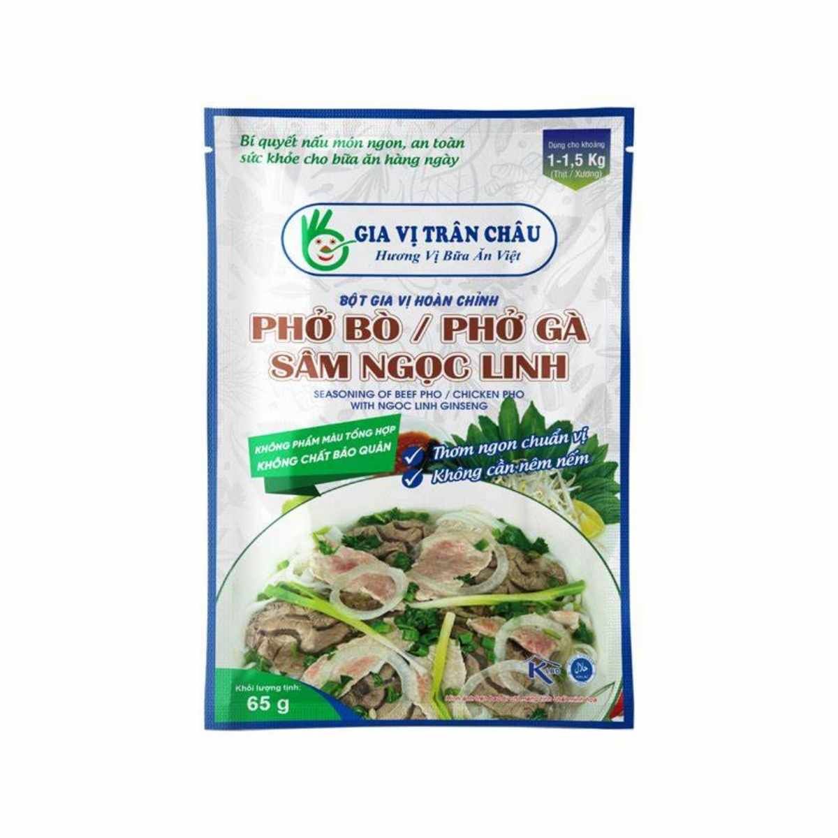 Bột Gia Vị Hoàn Chỉnh Phở Bò/ Phở Gà Sâm Ngọc Linh Gia Vị Trân Châu gói 65 g