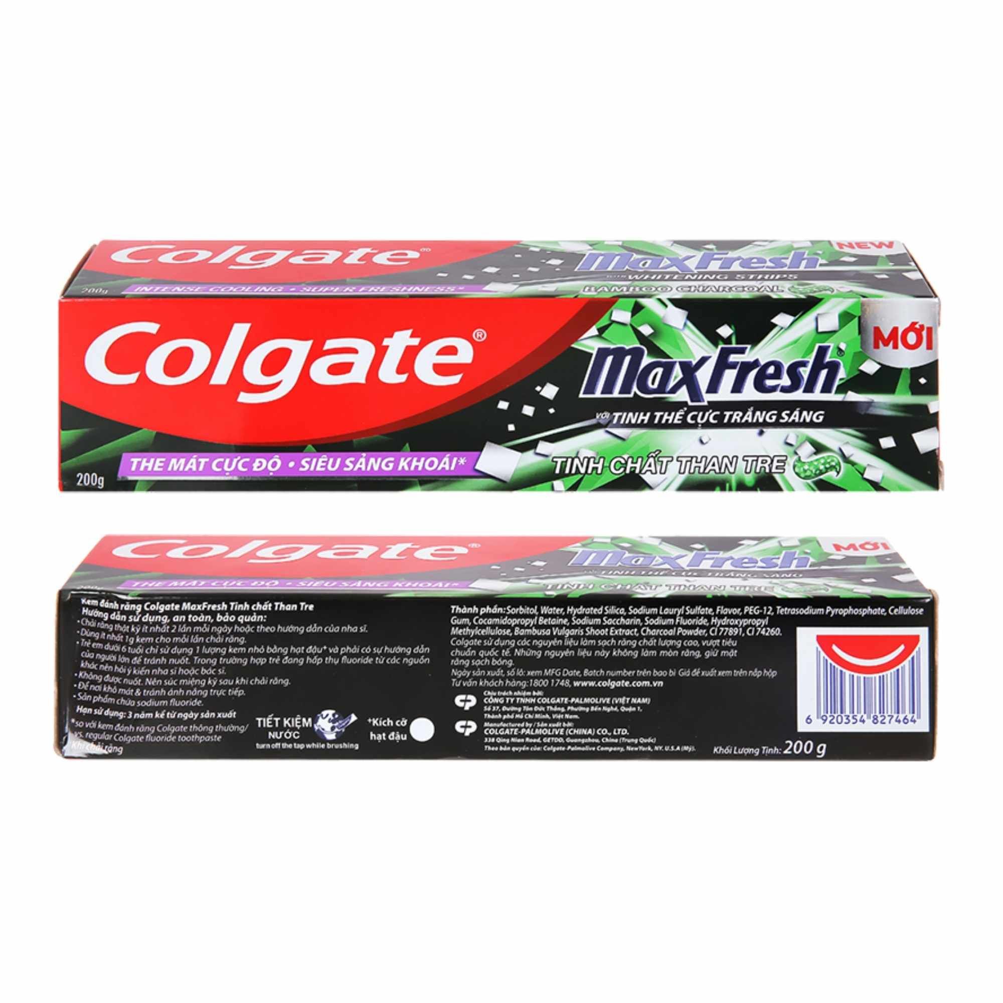 Kem đánh răng Colgate MaxFresh tinh chất than tre hộp 225 g + bàn chải đánh răng