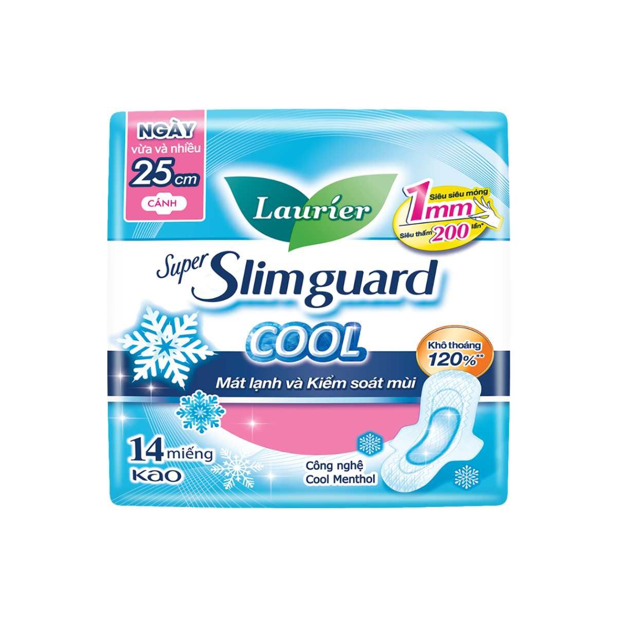 Băng vệ sinh Laurier SM 1mm Mat lanh 25 cm gói 14 miếng