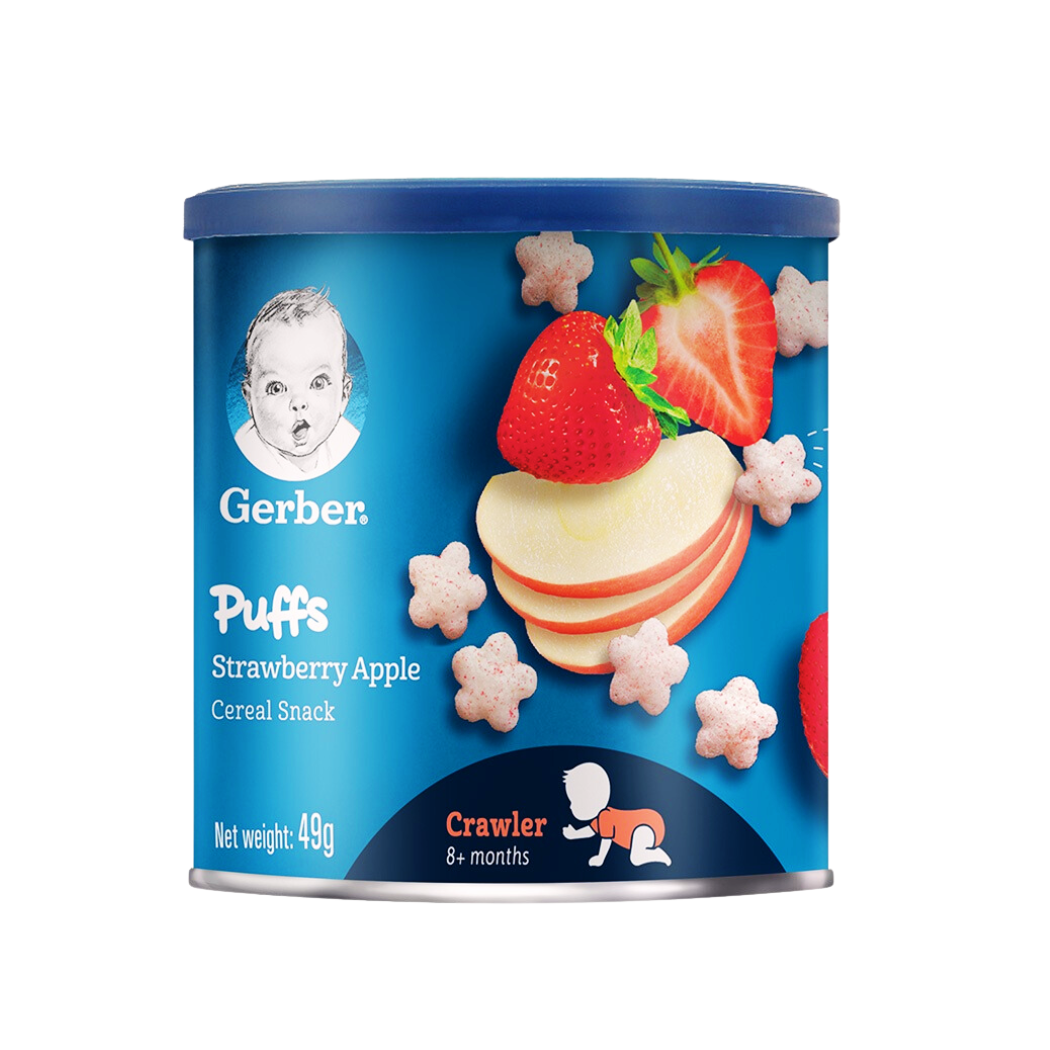 Bánh ăn dặm Gerber Puffs vị Dâu Táo hộp 42 g