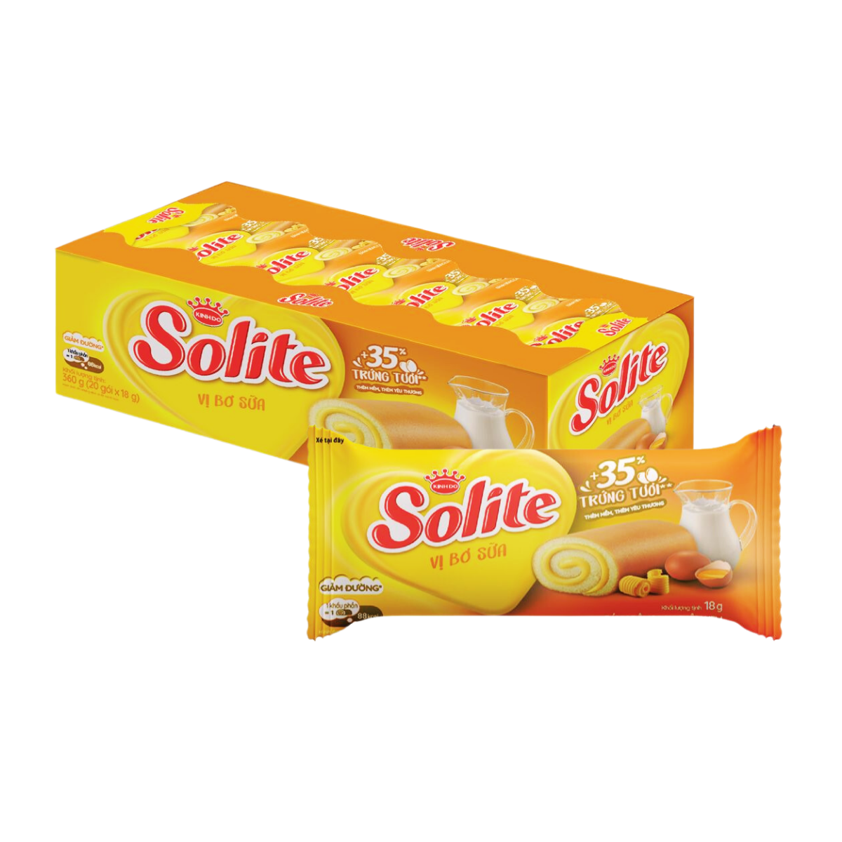 Bánh bông lan cuộn kem SOLITE vị bơ sữa 360 g (I0015932)