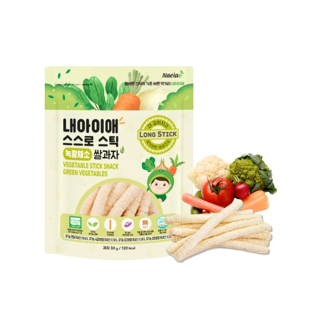 Bánh gạo lứt hữu cơ hình que vị Rau Củ Naeiae gói 30g (I0020331)