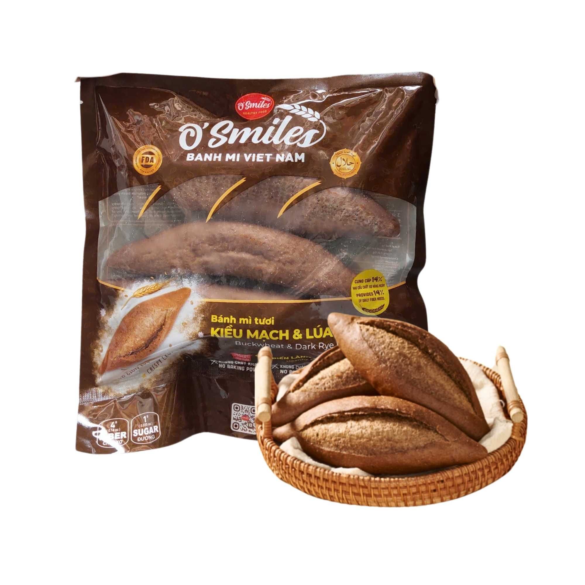 Bánh mì tươi kiều mạch và lúa mạch đen O Smile 210 g