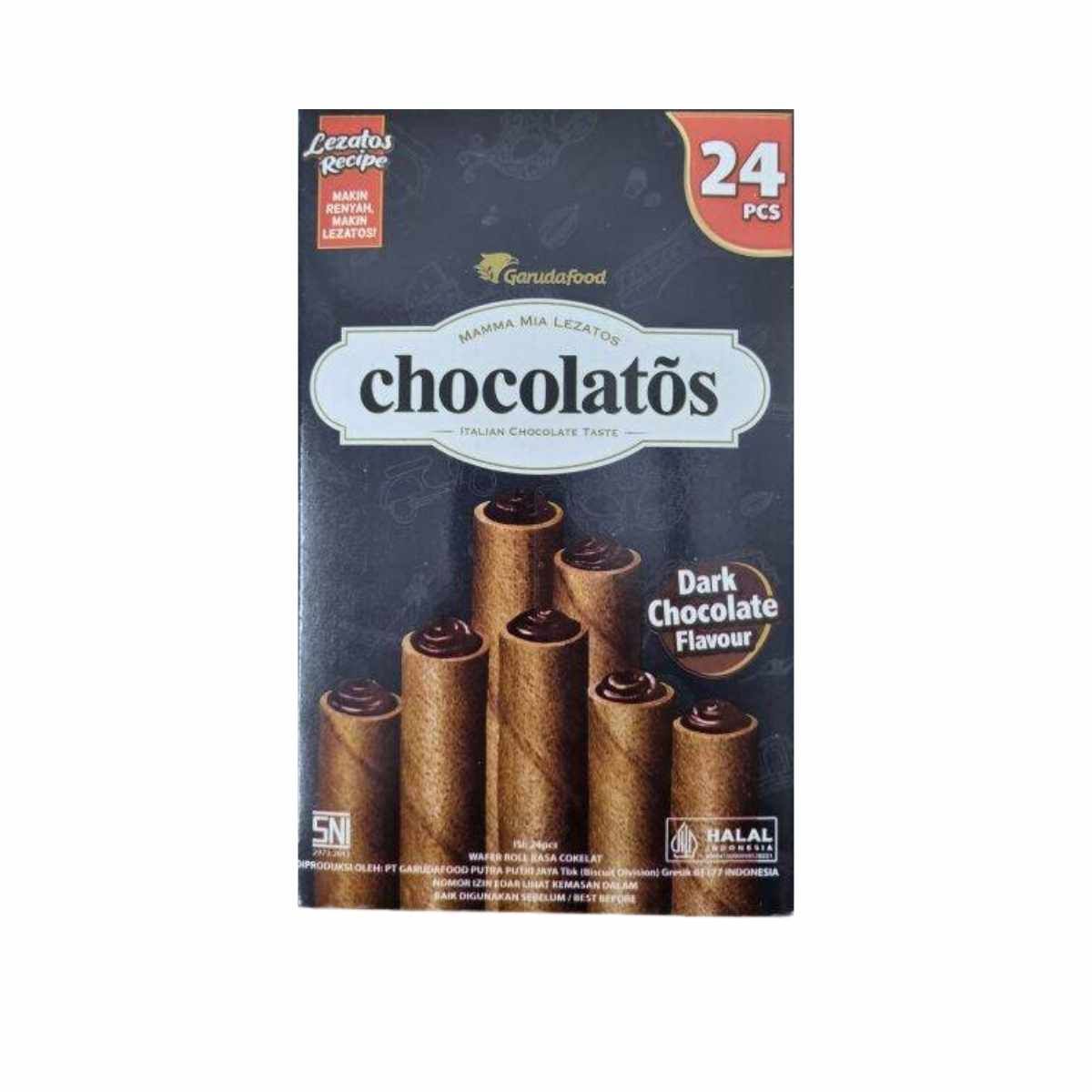 Bánh quế phủ Socola Chocolatos nhân Socola đen hộp 336 g (24 x 14 g)