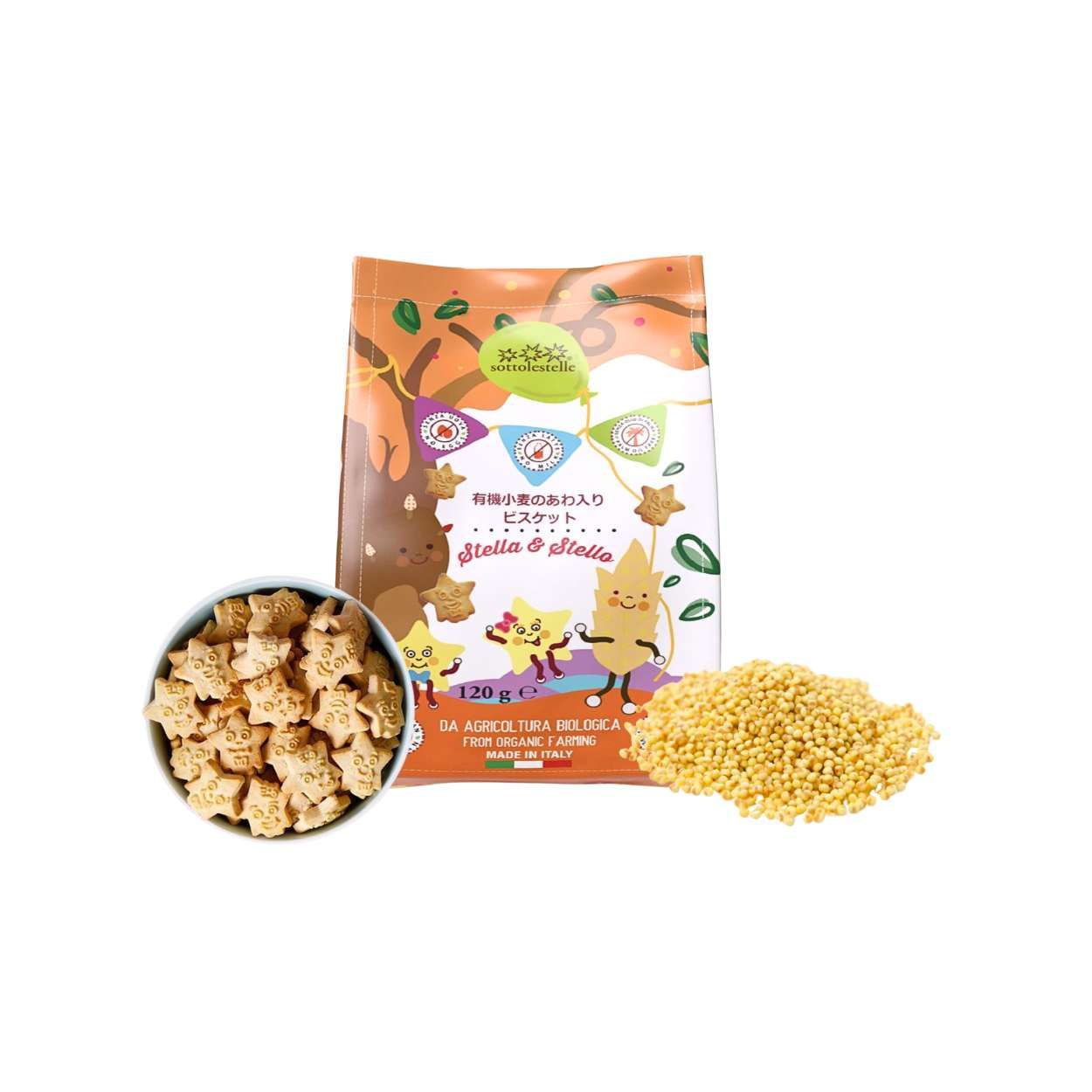 Bánh qui hạt kê hữu cơ Sottolestelle gói 120g (I0020333)
