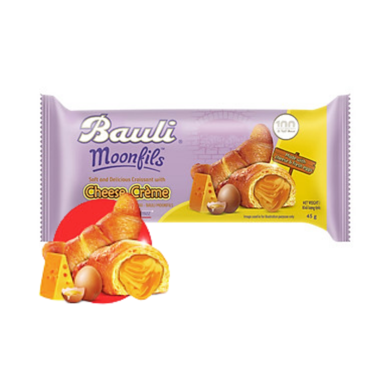 Bánh sừng bò Bauli Moonfils nhân Phô mai 45 g