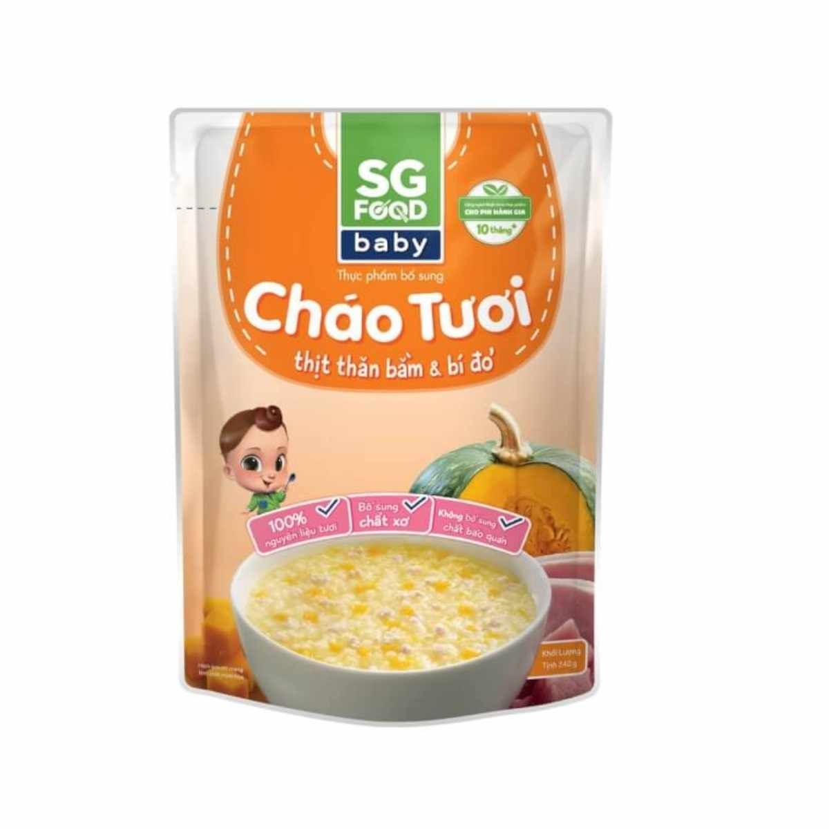 Cháo tươi baby thịt thăn bằm bí đỏ SG Food gói 240 g