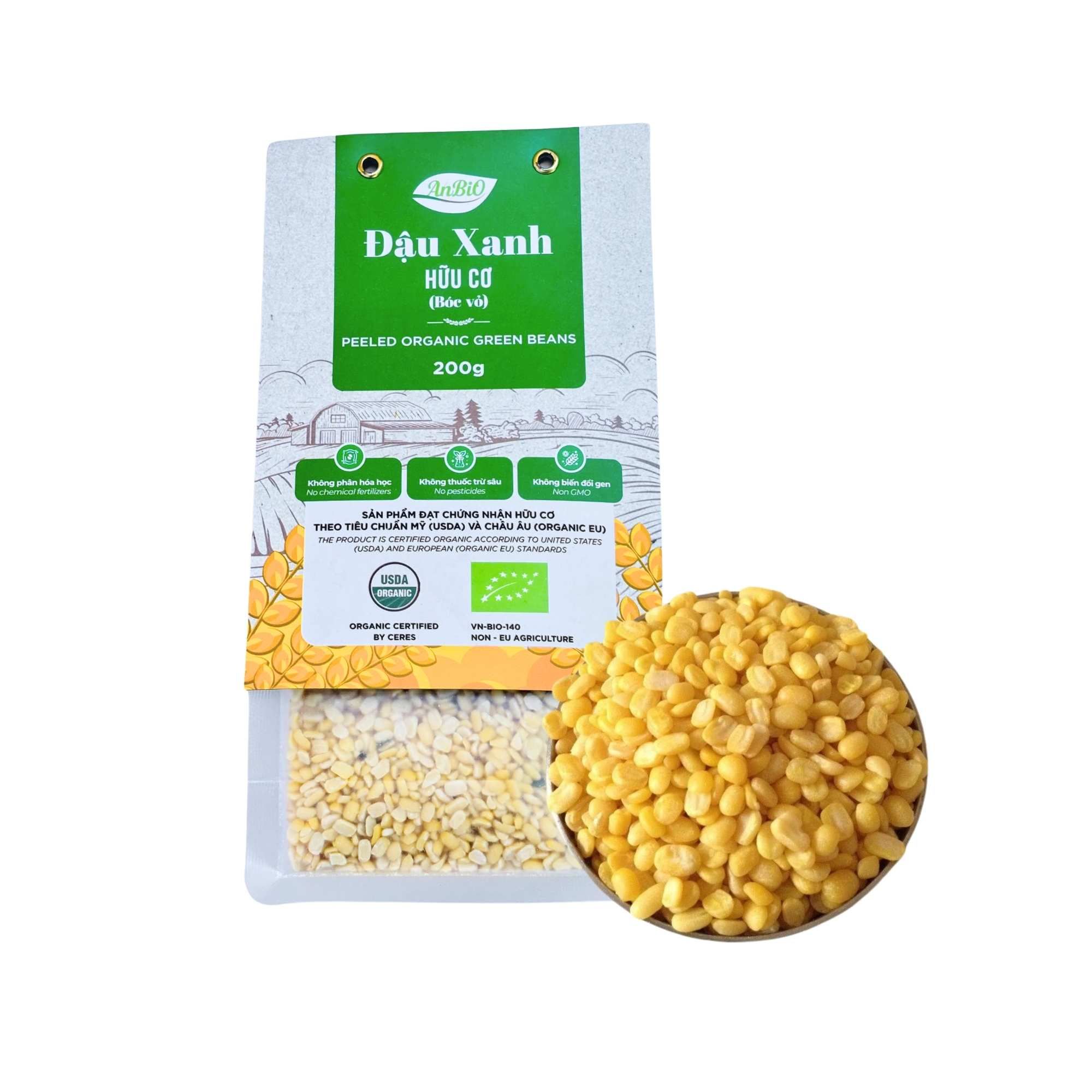 Đậu xanh hữu cơ bóc vỏ Anbio 200g