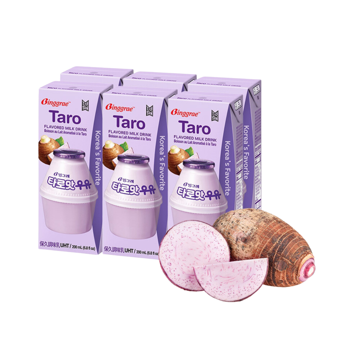 Sữa vị khoai môn Binggrae - Hộp 200ml | Lốc 6 Hộp (I0015850)