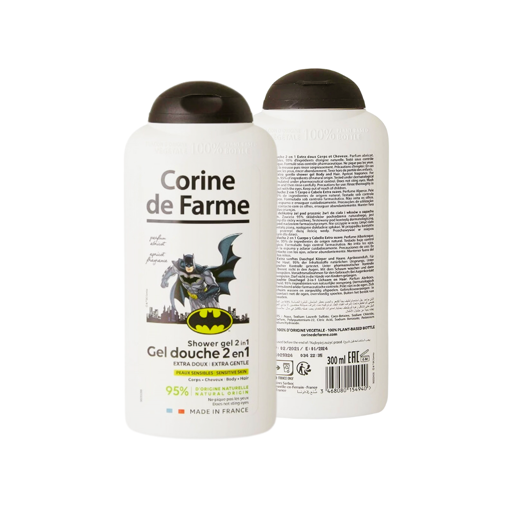 Gel tắm gội cho bé 2 trong 1 Corine De Farme Disney Batman chai 300 ml