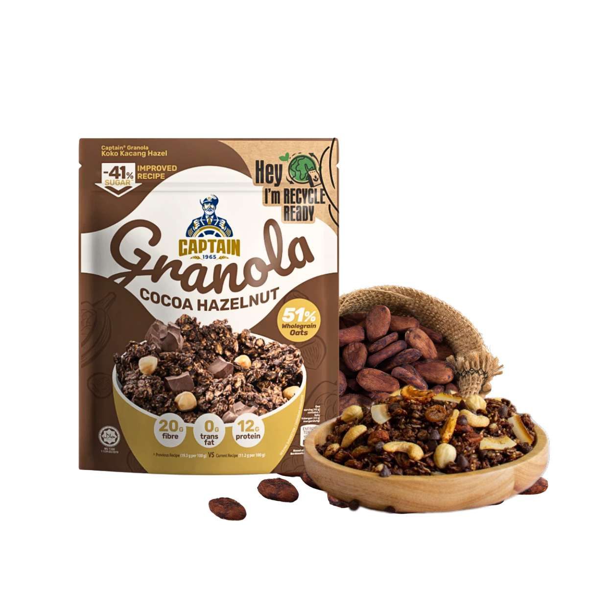 Granola Captain Oats Cacao hạt phỉ 200G (I0020675)