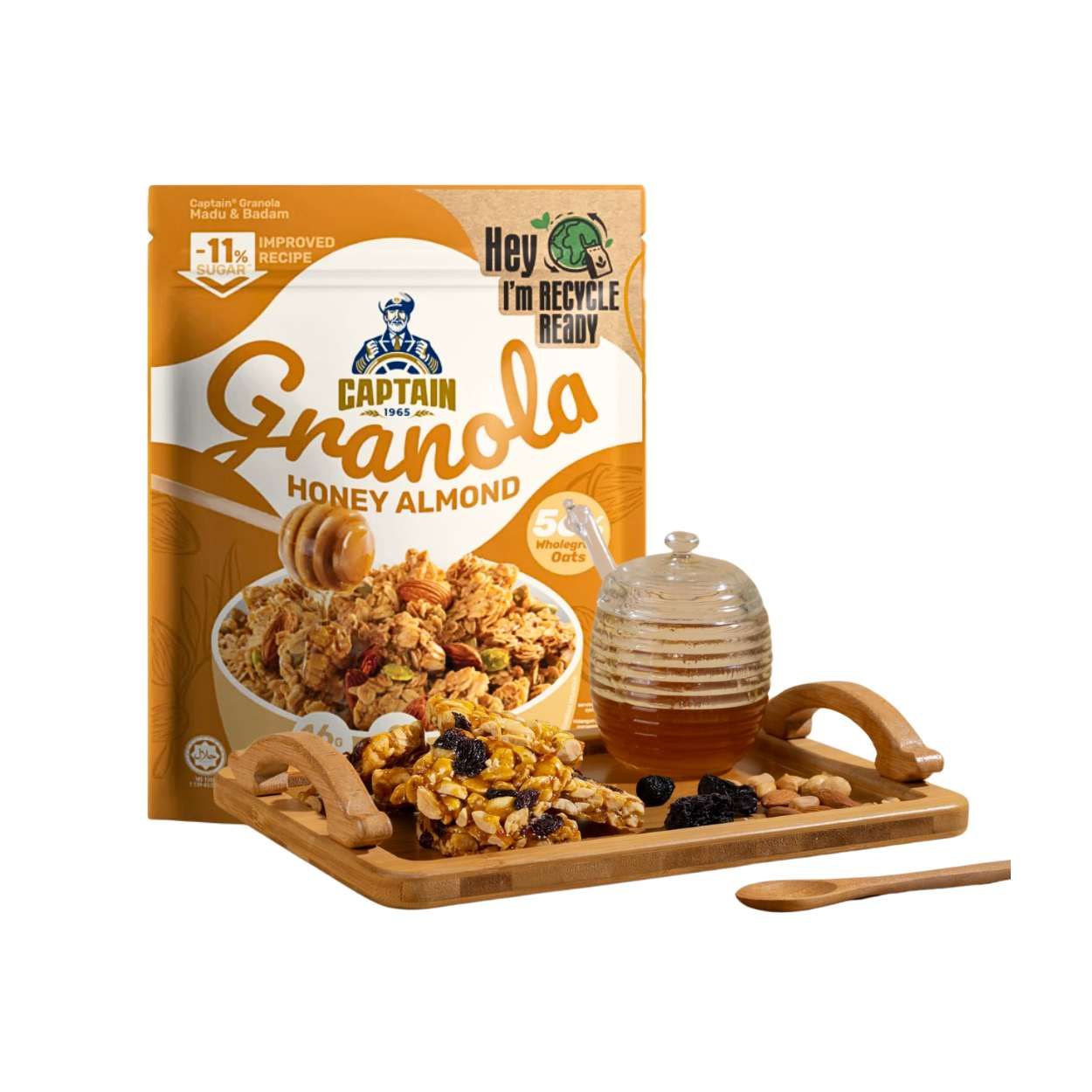 Granola Captain Oats Mật ong hạnh nhân gói 200g (I0020673)