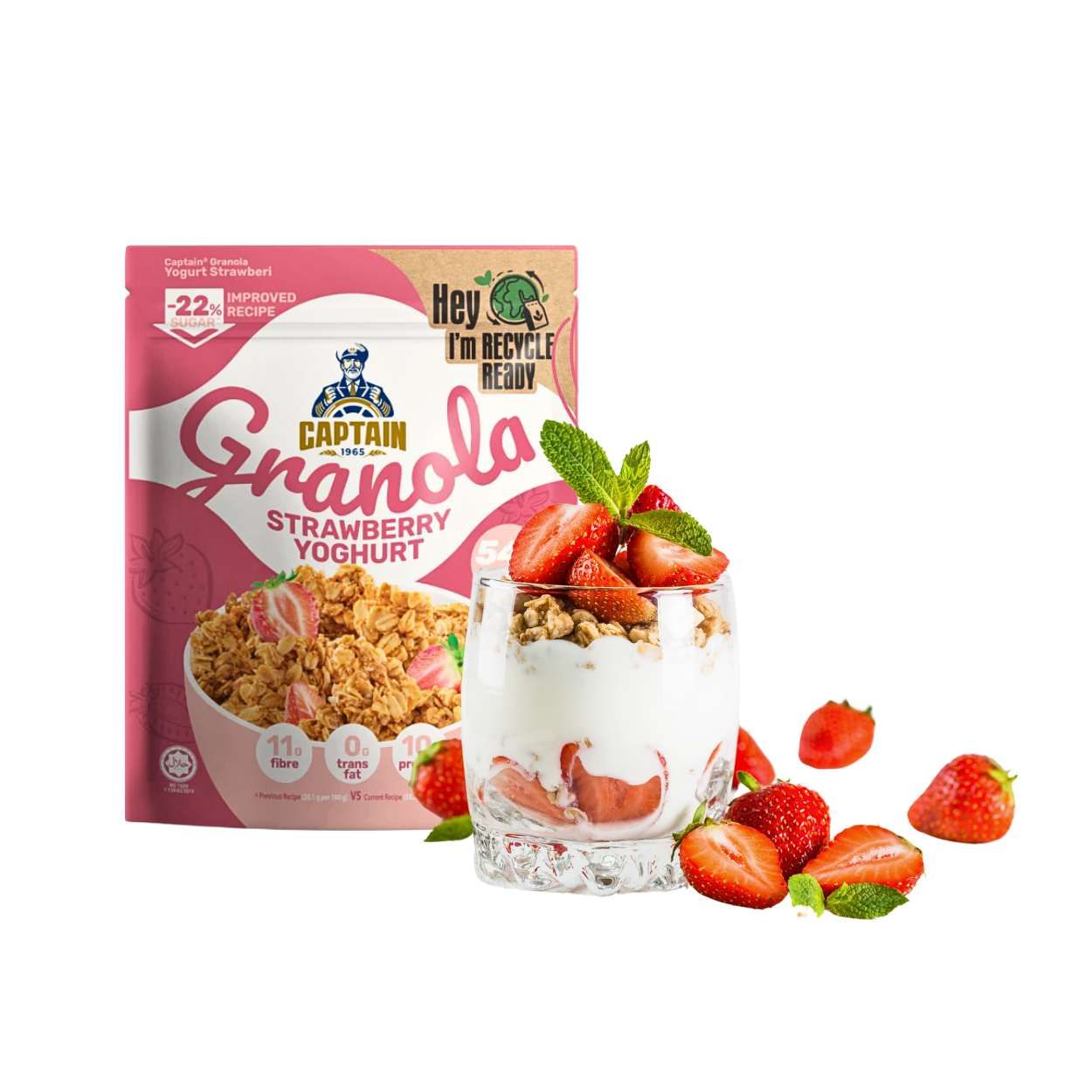 Granola Captain Oats Sữa chua dâu tây gói 200g (I0020674)