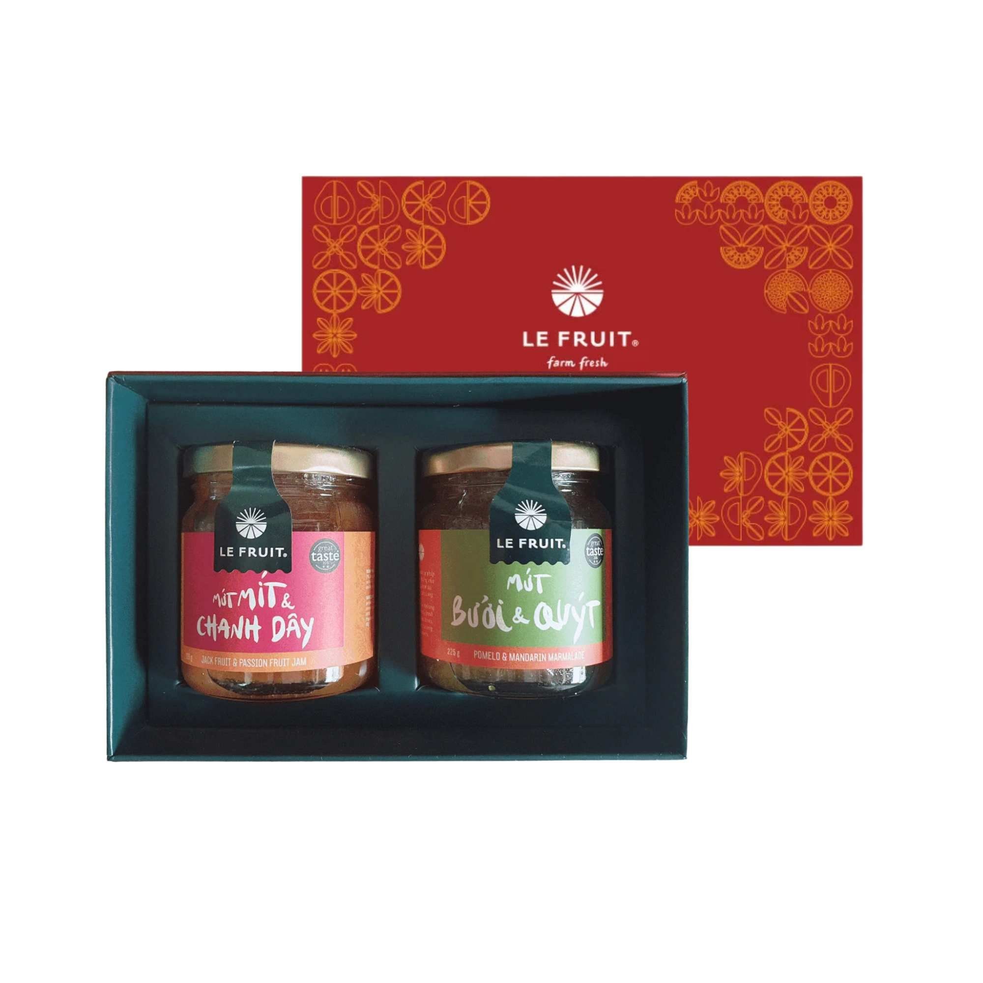 Hộp quà mứt tết Lefruits 2 lọ 225 g