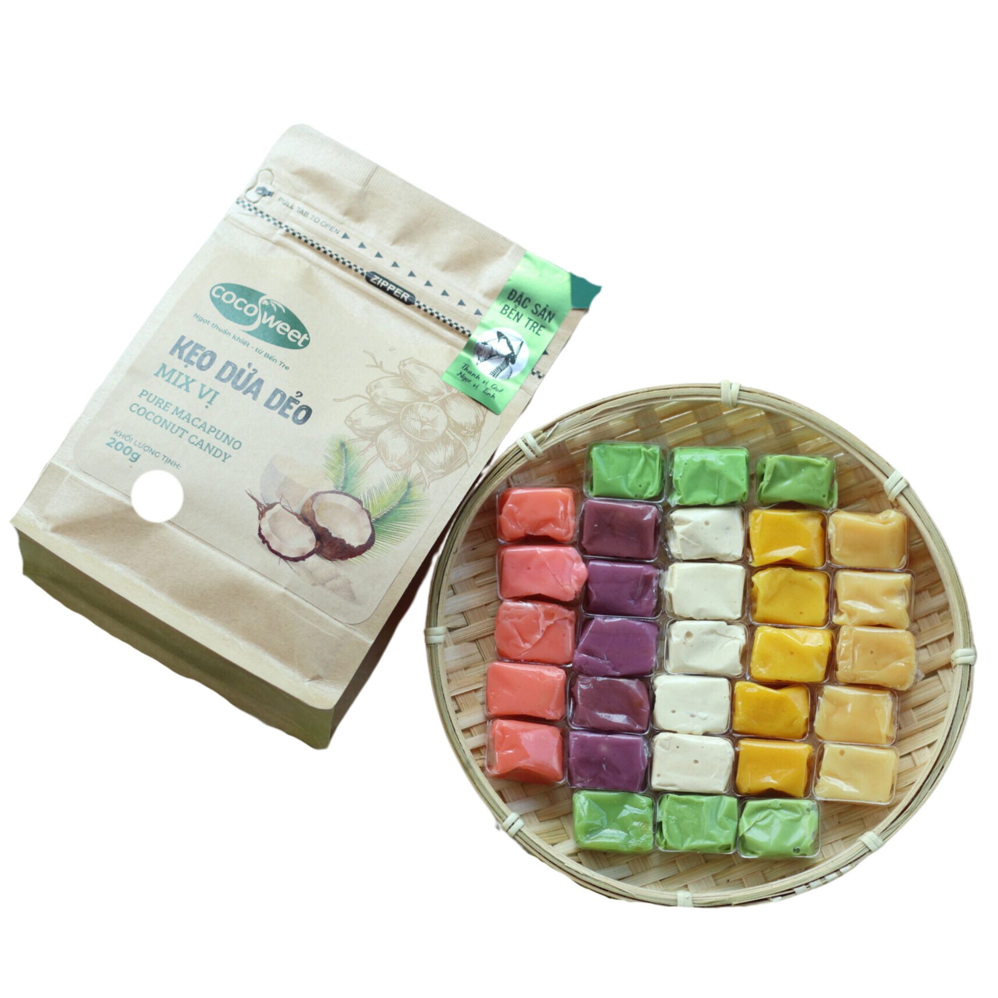 Kẹo dừa dẻo mix vị Cocosweet 200 g