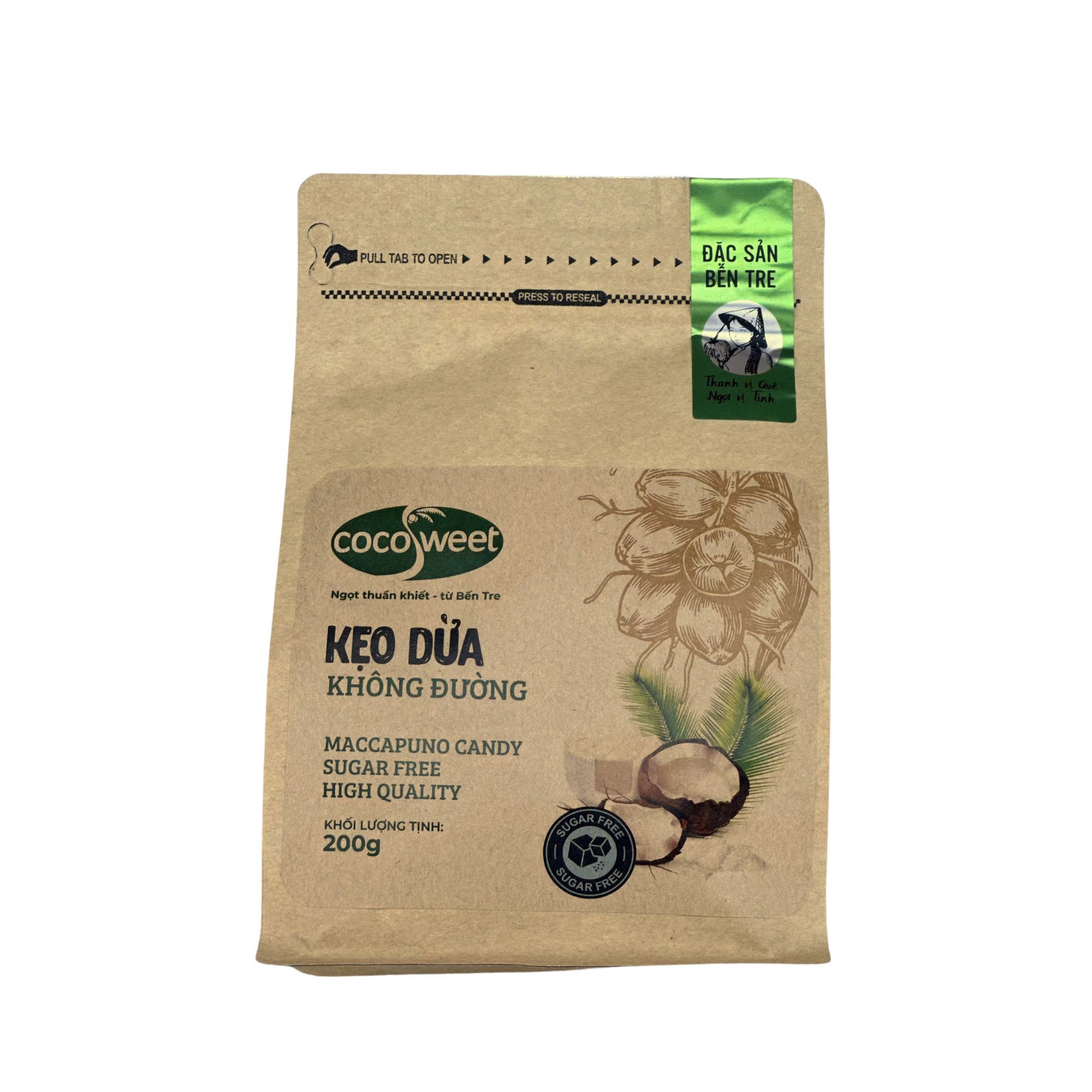 Kẹo dừa không đường túi Cocosweet túi 200 g