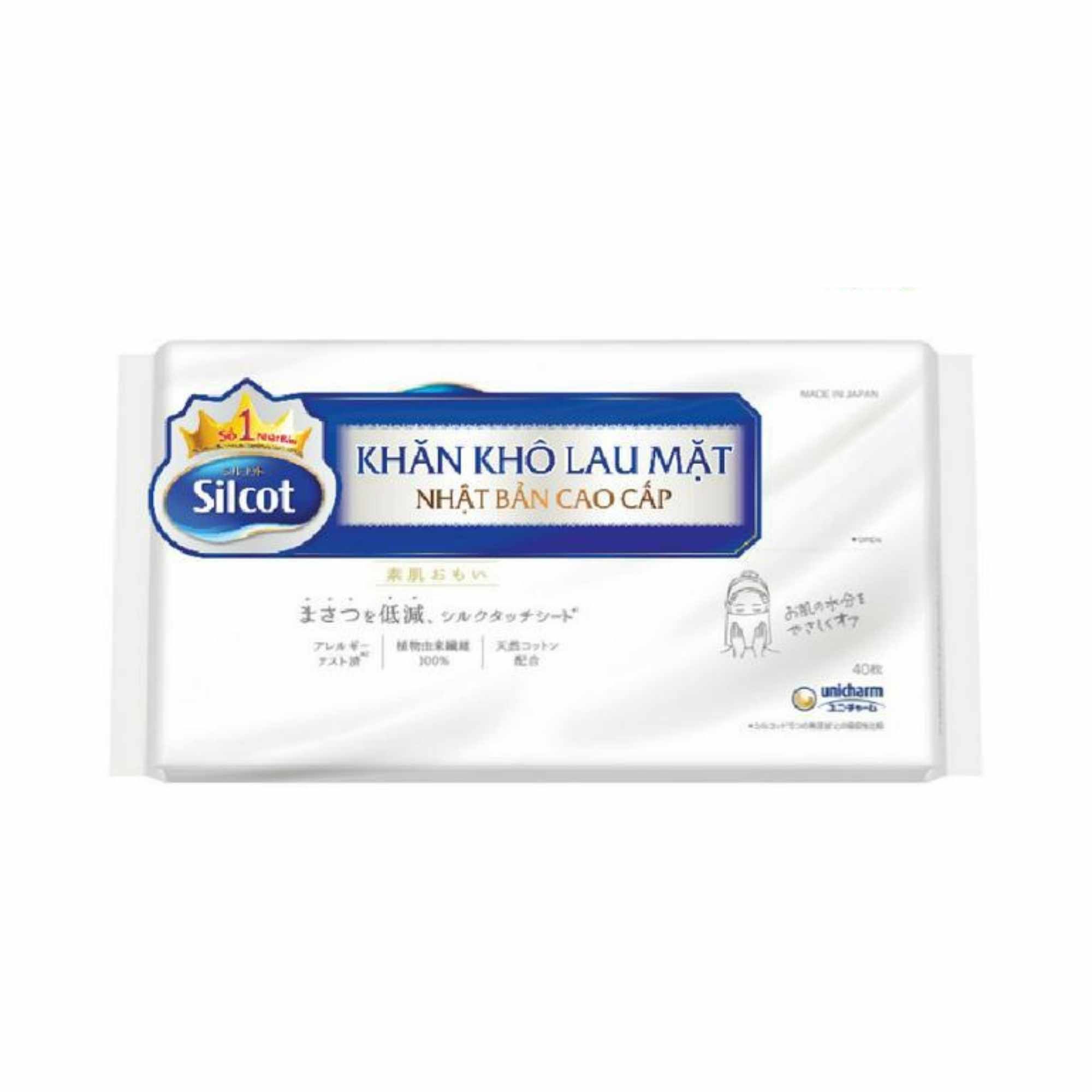 Khăn khô lau mặt Silcot gói 40 miếng
