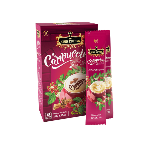 Cà phê Cappuccino Cinnamon King Coffee 12 gói x 20g/Hộp