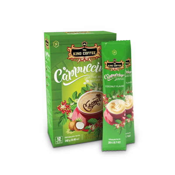 Cà phê Cappuccino Coconut King Coffee 12 gói x 20g/Hộp