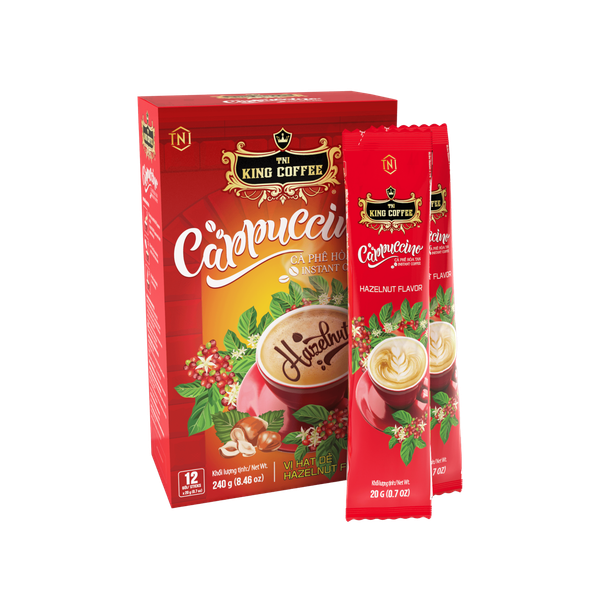 Cà phê Cappuccino Hazelnut King Coffee 12 gói x 20g/Hộp