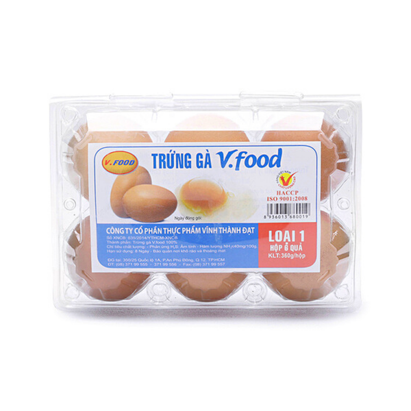 Trứng gà Vĩnh Thành Đạt 60 g (6 quả/hộp) (I0004919)