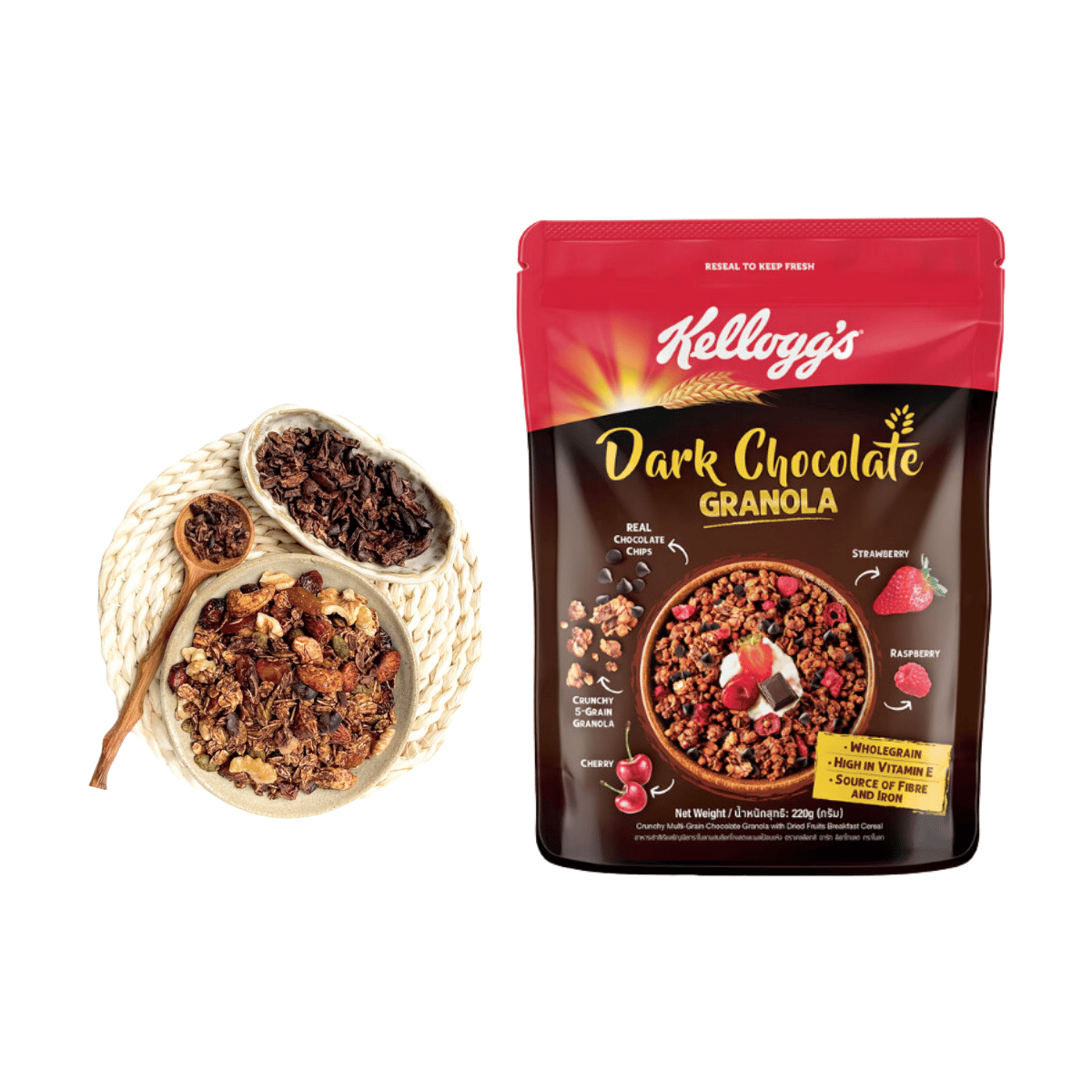 Ngũ Cốc Granola Kellogg’S Socola đen túi 220 g