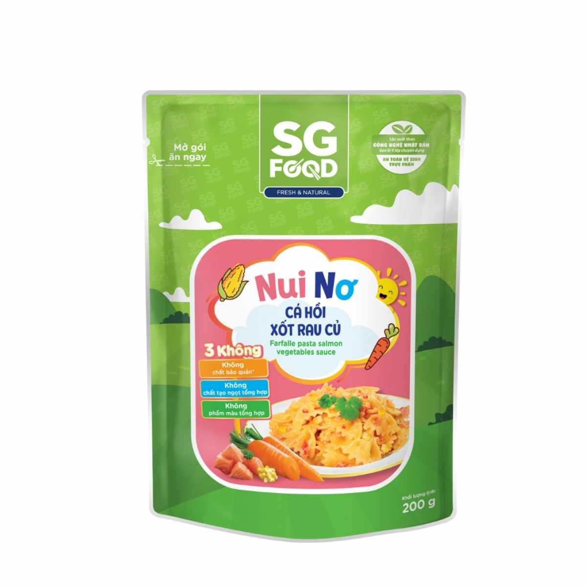 Nui nơ cá hồi xốt rau củ SG Food gói 200 g