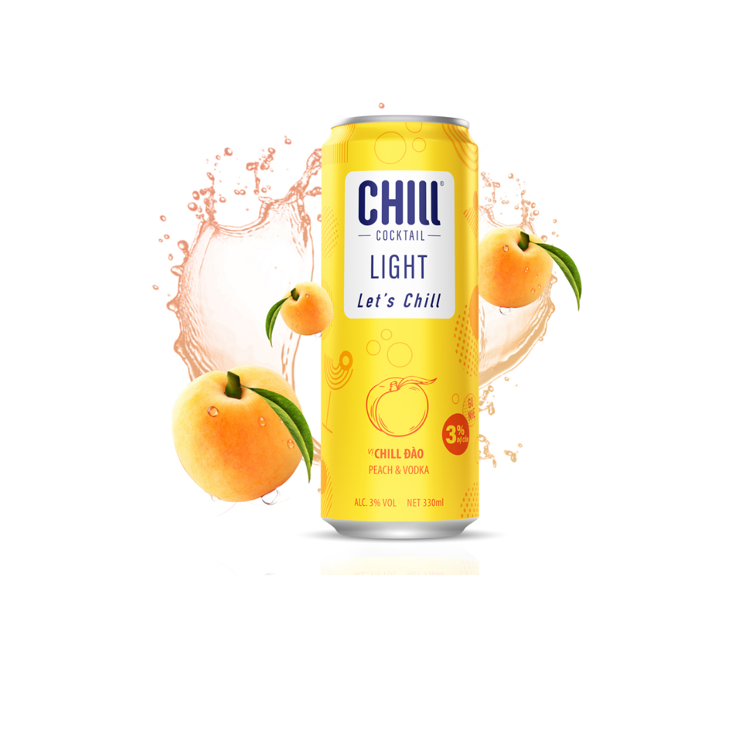 Nước Cocktail Chill Light vị Vodka Đào lon 330 ml