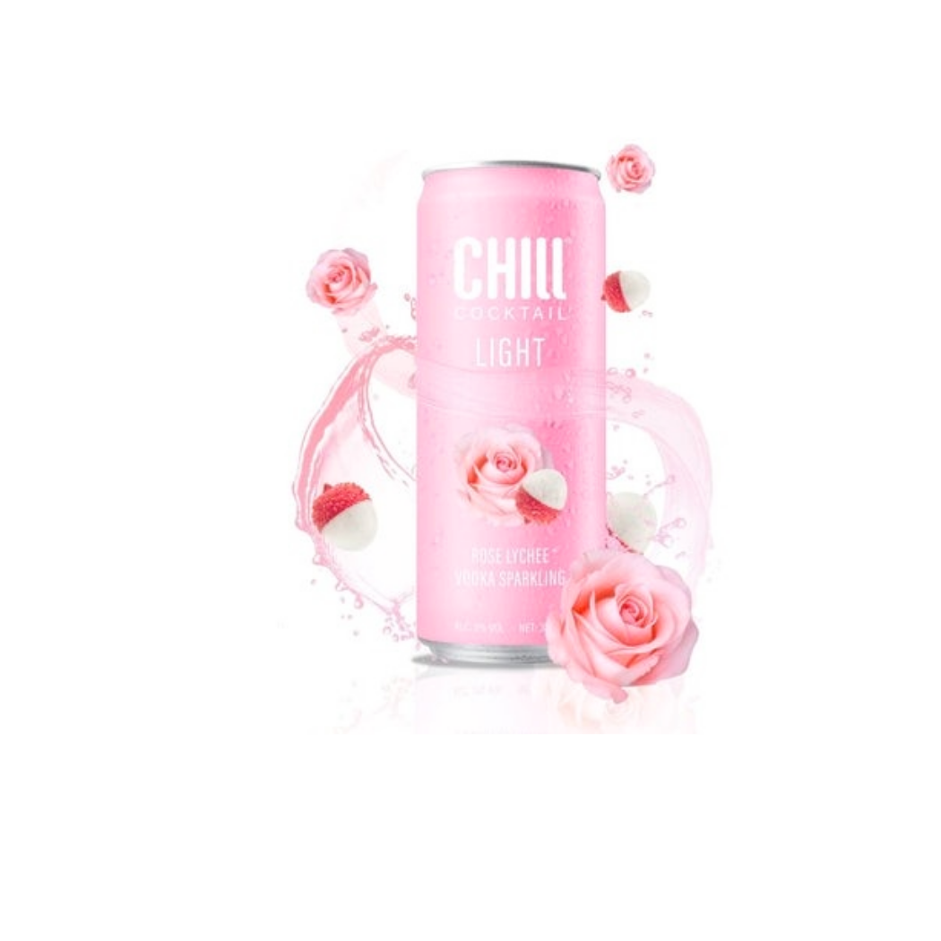 Nước Cocktail Chill Light vị Vodka Vải và hoa Hồng lon 330 ml