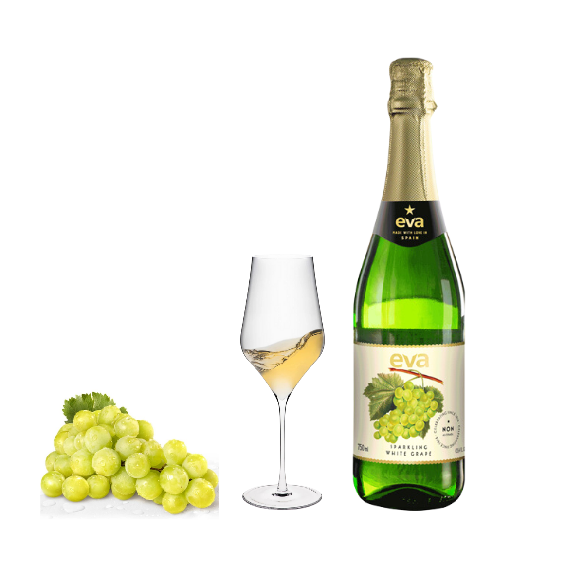 Nước trái cây có ga EVA vị Nho trắng 750 ml (I0015812)