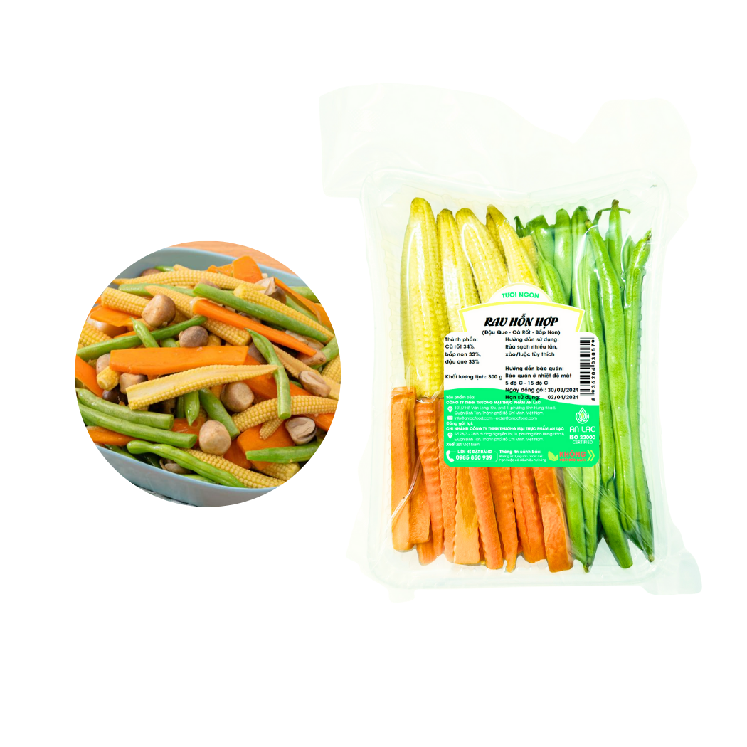 Rau hỗn hợp đậu que, cà rốt, bắp non An Lạc 300G (I0016725)